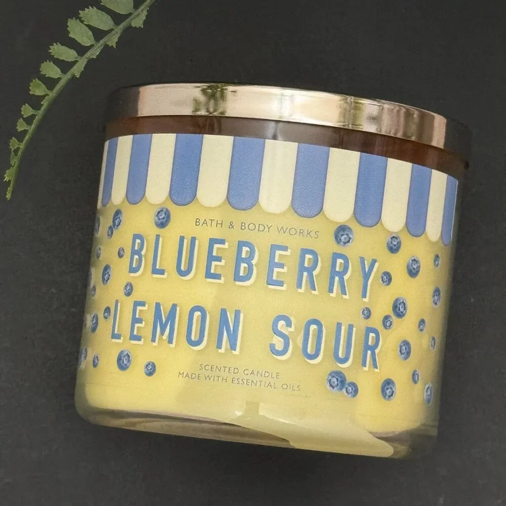 BBW Blueberry Lemon Sour Bath & Body Works 3 Wick Candle - Picture 5 of 10